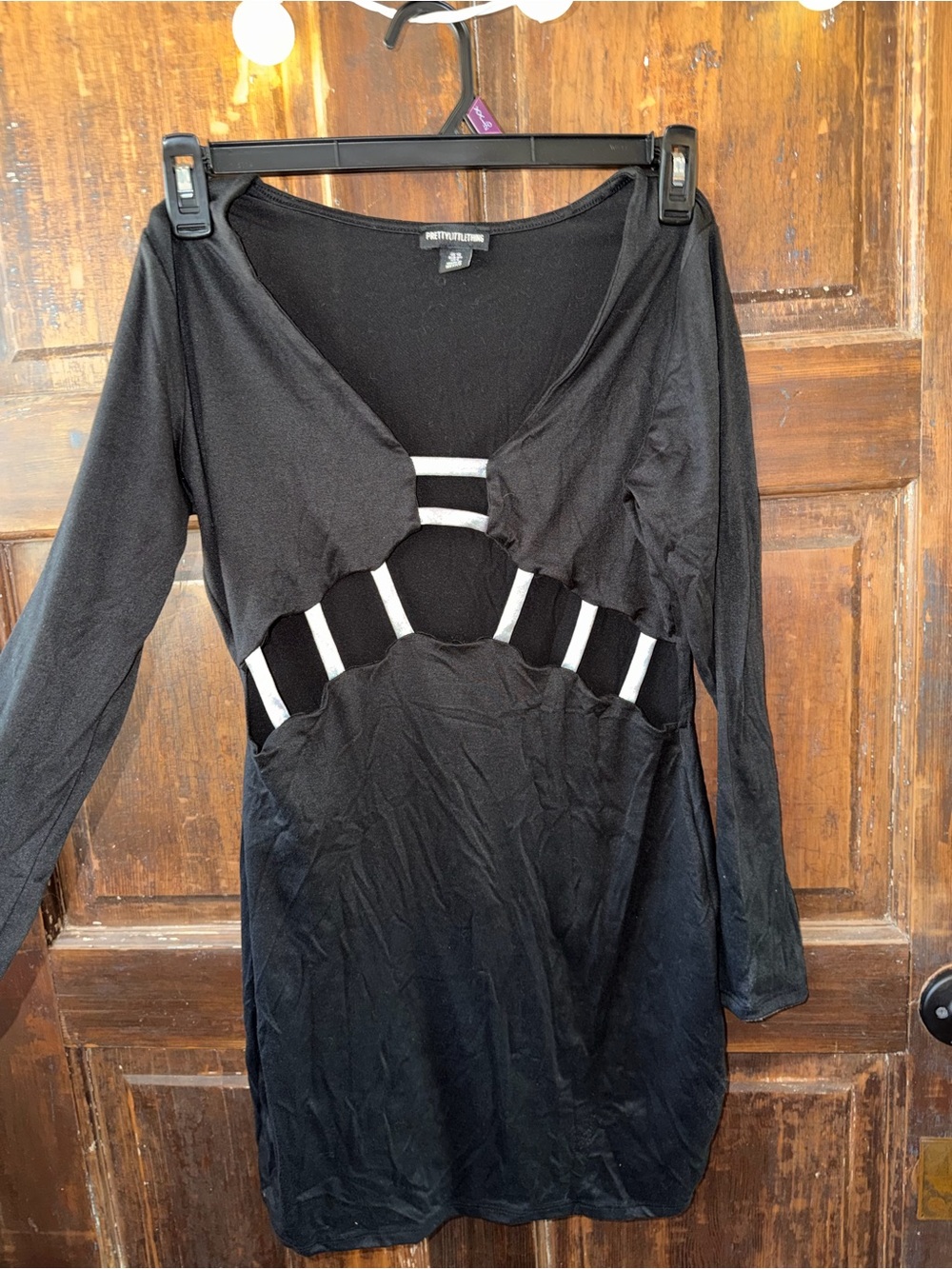 PrettyLittleThing Black Dress with White Cutout Straps